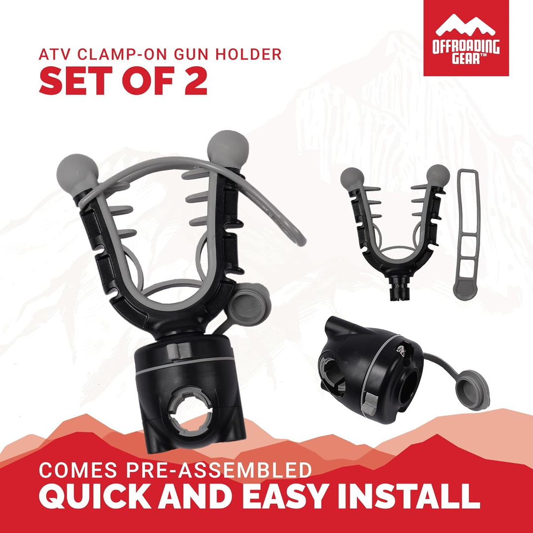 Offroading Gear ATV Clamp-on Gun Mount Holder Rubber Straps |UTV|Bikes|Carts|Boats - Set of 2