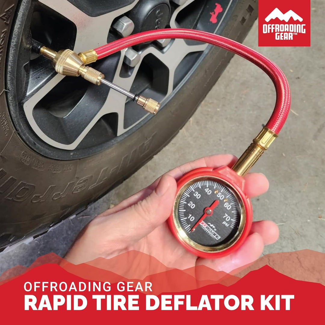 Offroading Gear Rapid Tire Deflator Kit, 0 to 70 PSI, with Pressure Gauge, Heavy Duty