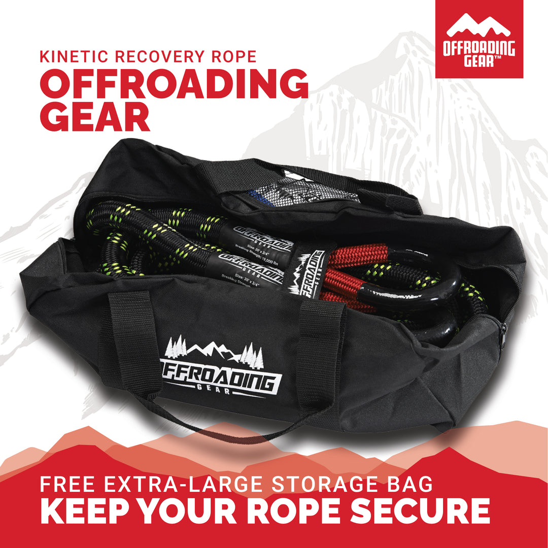 Offroading Gear Kinetic Recovery & Tow Rope | Elastic Snatch Strap | Heavy Duty Loops |