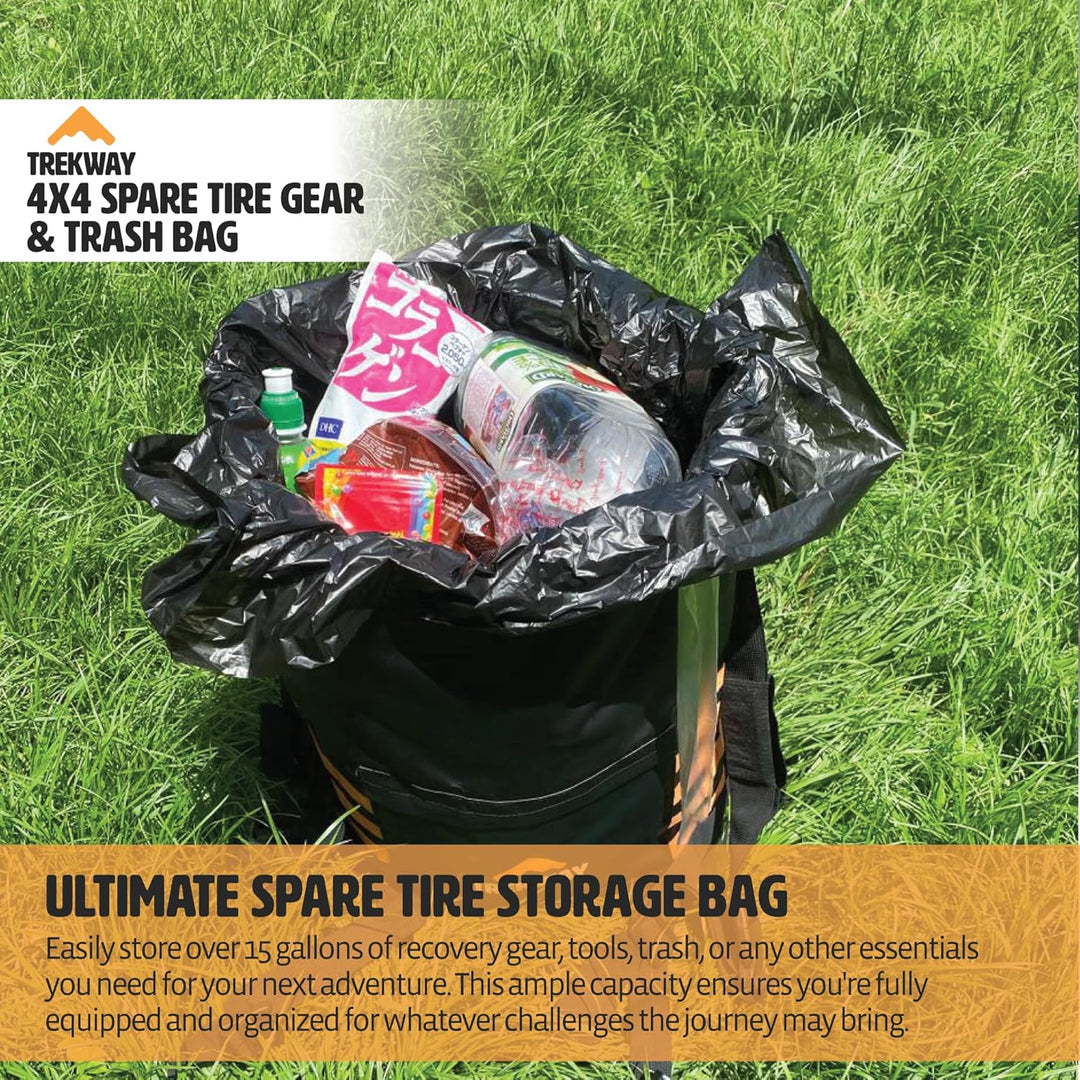 4x4 Waterproof Spare Tire Trash Bag w/ FREE CARGO NET, Rear Tailgate Bag, and Seat Organizer