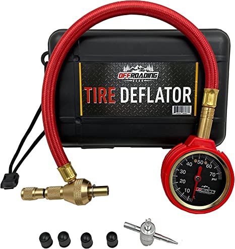 Offroading Gear Rapid Tire Deflator Kit, 0 to 70 PSI, with Pressure Gauge, Heavy Duty